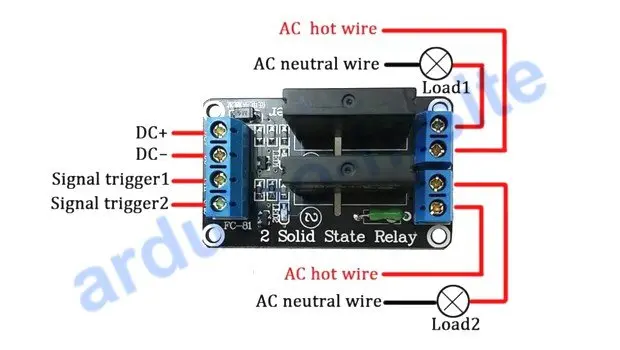 Modulo relè 5V a stato solido SSR pinout, datasheet