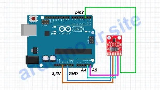 Collegamento del modulo sensore di gesti APDS-9960 Arduino Uno