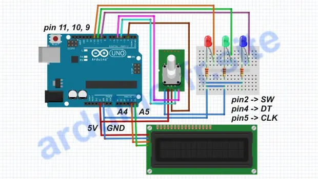 Schema per la costruzione di menu Arduino Uno con LCD