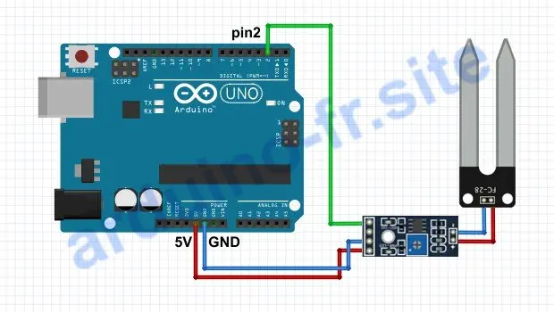 Collegamento del sensore di umidità del suolo Arduino Uno