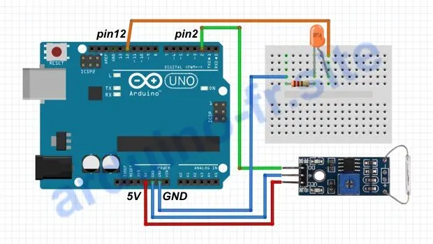 Collegamento del magnetic sensore KY-021 Arduino Uno