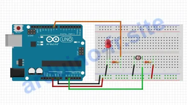 Collegamento del fotoresistore alla scheda Arduino