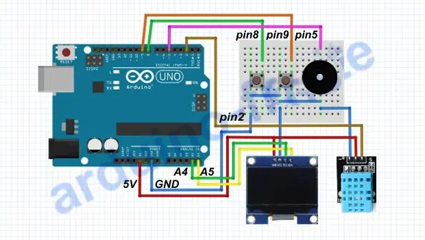 Schema per la costruzione di orologio con display OLED senza modulo RTC