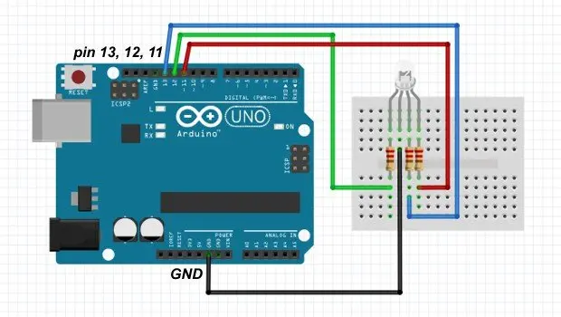 Collegamento del LED RGB alla scheda Arduino