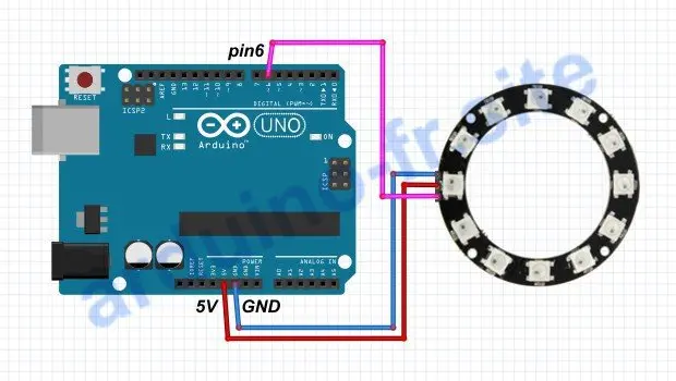 Collegamento del RGB LED NeoPixel Ring Arduino Uno