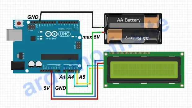 Schema per la costruzione di un voltmetro con LCD