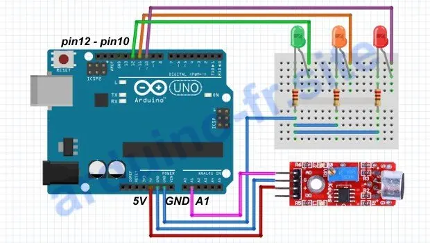 Collegamento del sensore sonoro KY-038 Arduino Uno