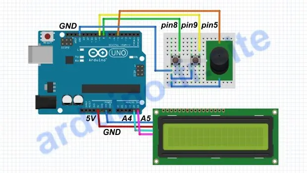 Schema per la costruzione di orologio su Arduino Uno