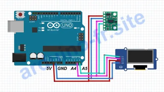 Collegare il sensore remoto VL53LOX e l'OLED i2c ad Arduino