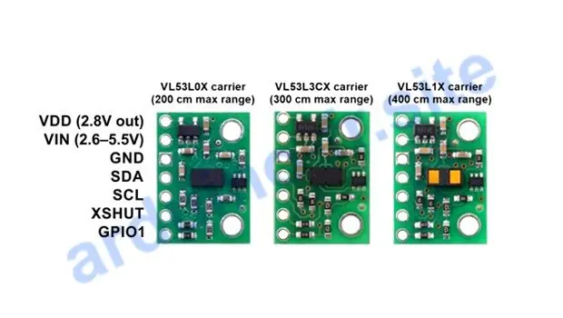 Sensore VL53L0X, VL53L1X Arduino pinout, datasheet