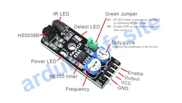 Modulo di sensore di ostacoli KY-032 pinout, datasheet