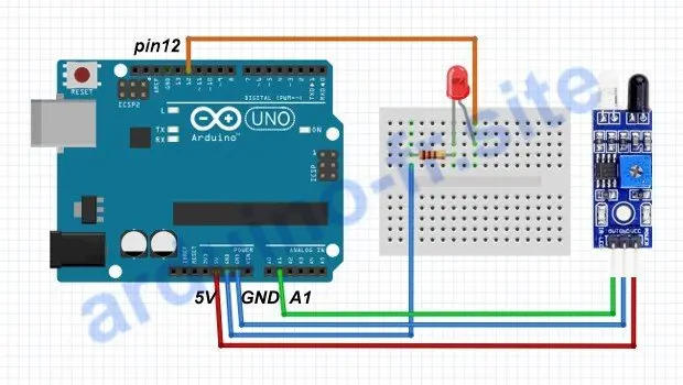 Collegamento del sensore di ostacoli FC-51 Arduino Uno