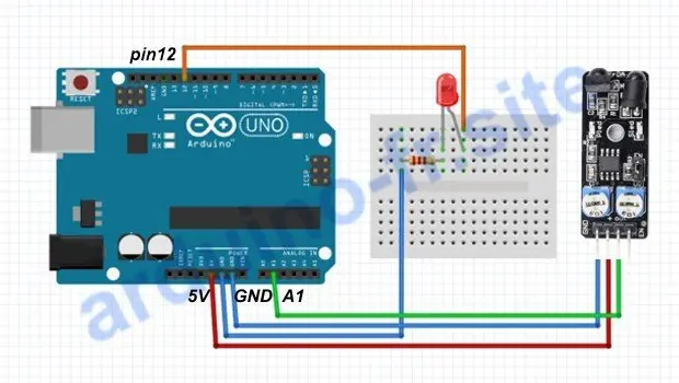 Collegamento del sensore di ostacoli KY-032 Arduino Uno