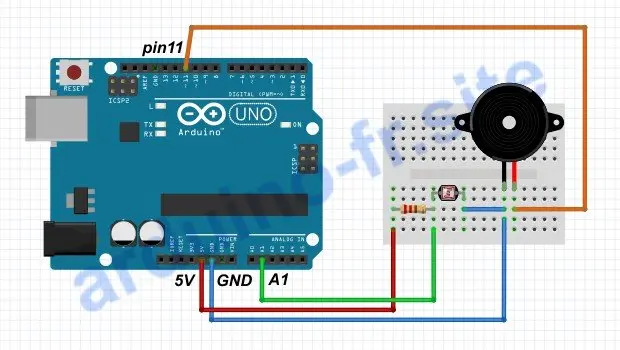 Arduino Thermonvox con fotoresistenza e buzzer