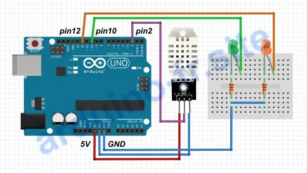 Collegamento del sensore di temperatura DHT22 Arduino Uno