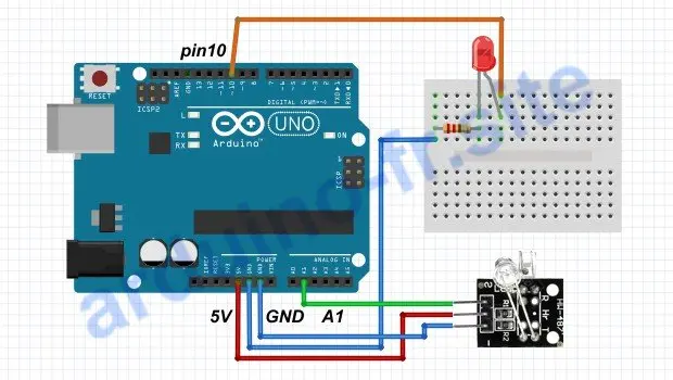 Collegamento del sensore di battito cardiaco Arduino Uno