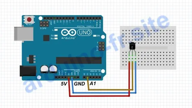 Collegamento del sensore di temperatura LM35 Arduino Uno