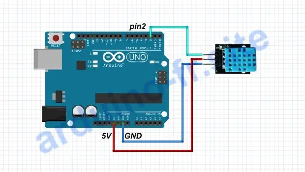 Collegamento del sensore di temperatura e umidità DHT11