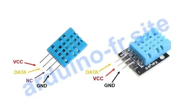 Modulo di temperatura e umidità DHT11 pinout, datasheet