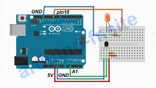 Collegamento del sensore di temperatura DS18B20 Arduino