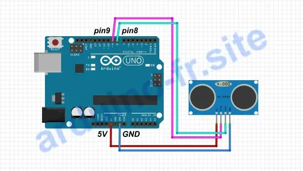 Collegamento del sensore di distanza HC-SR04 Arduino