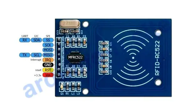 Modulo / lettore RFID RC522 Arduino pinout, datasheet