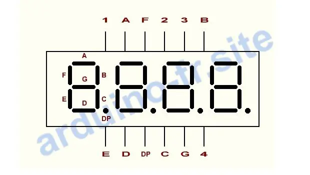 Display 7 segmenti 4 cifre Arduino pinout, datasheet