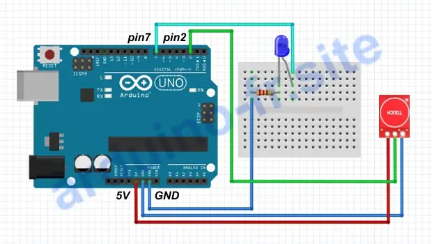 Collegamento del pulsante a sfioramento Arduino