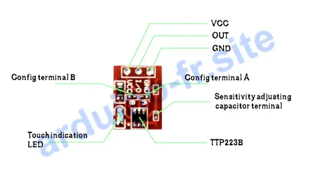 Modulo TTP223 Arduino pinout, datasheet